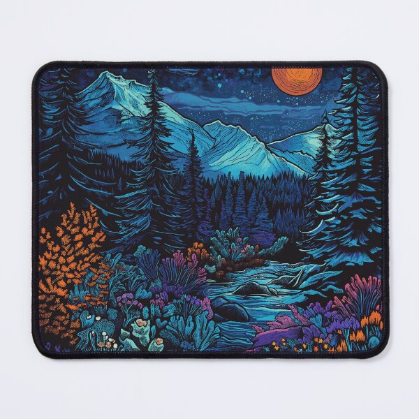 Item preview, Colorful psychedelic forest wonderland with vibrant fluorescent colors  designed and sold by KapuczeShop.