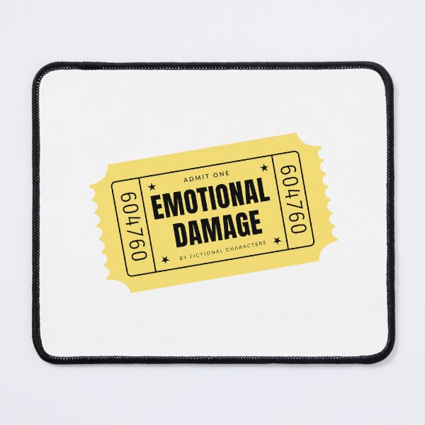 Item preview, Admit One Emotional Damage by Fictional Characters Funny Humor Ticket Pass Yellow designed and sold by Sketchbook Studio by Aqsaa.
