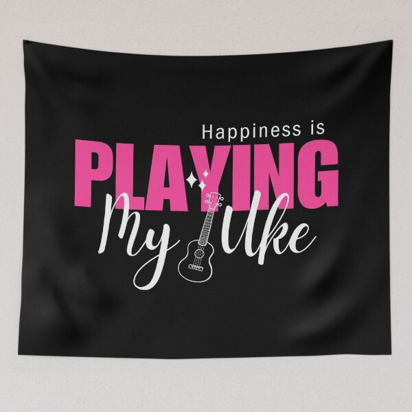 Item preview, Happiness is Playing My Uke (Pink Dark Background) designed and sold by Propeller Cap, LLC.
