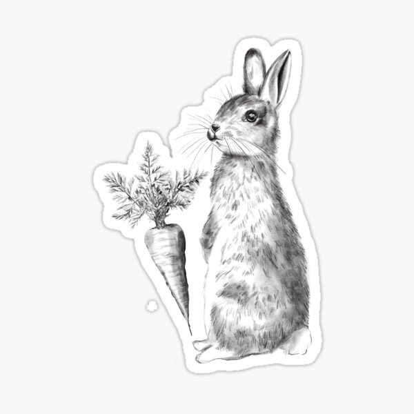 Item preview, Charcoal Drawing of a Rabbit and Carrot: Captivating Art Technique designed and sold by Pandositive.