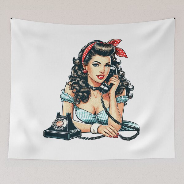 Item preview, Rockabilly Woman Rotary Dial Telephone Gift designed and sold by Pineapple-Tree.