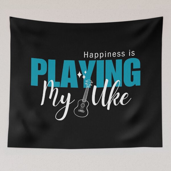 Item preview, Happiness is Playing My Uke (Blue Dark Background) designed and sold by Propeller Cap, LLC.