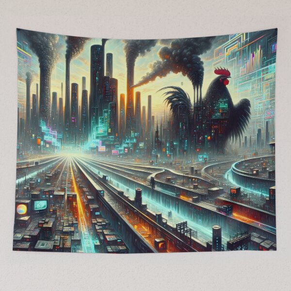 Item preview, Cyberpunk Rooster Rising designed and sold by FNORD-10111.