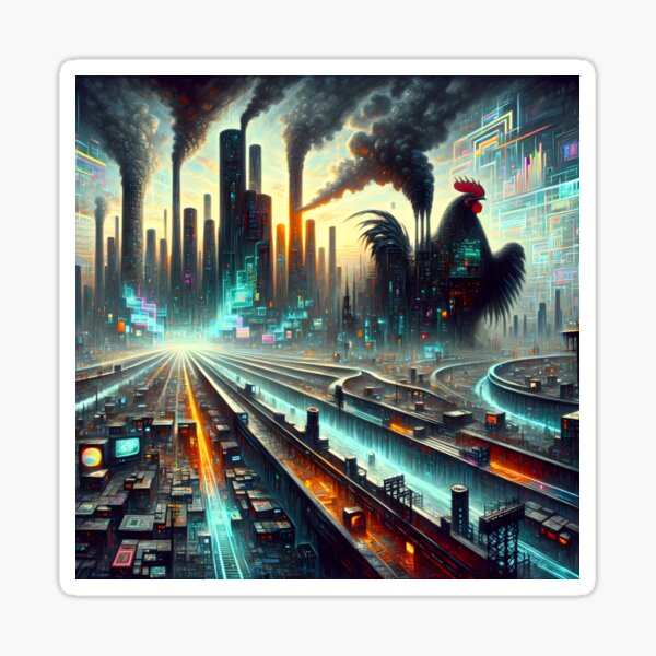 Item preview, Cyberpunk Rooster Rising designed and sold by FNORD-10111.