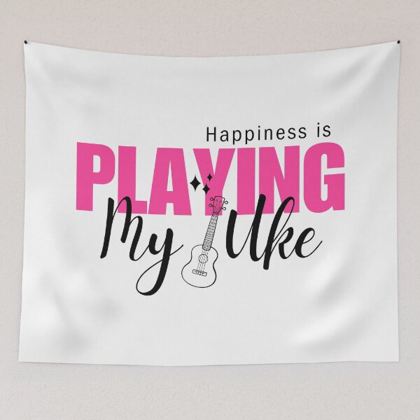Item preview, Happiness is Playing My Uke (Pink Light Background) designed and sold by Propeller Cap, LLC.