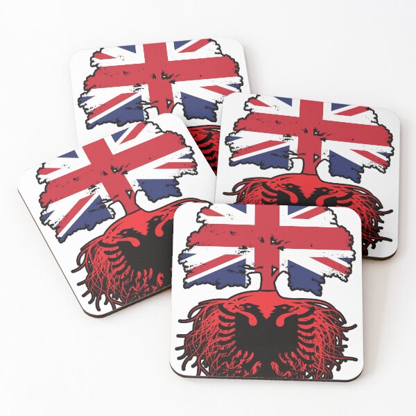Artikelvorschau, Albanien Albanisch Britisch UK Vereinigtes Königreich Großbritannien Baumwurzeln Flagge entworfen und verkauft von FlagX.