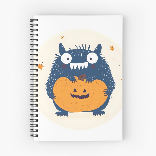 Item preview, Blue Monster Hugging a Pumpkin designed and sold by CharmingQuill.