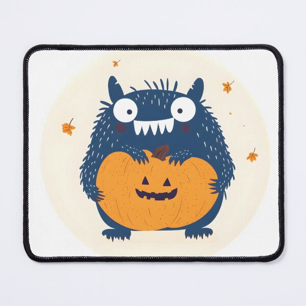 Item preview, Blue Monster Hugging a Pumpkin designed and sold by CharmingQuill.