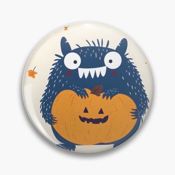 Item preview, Blue Monster Hugging a Pumpkin designed and sold by CharmingQuill.