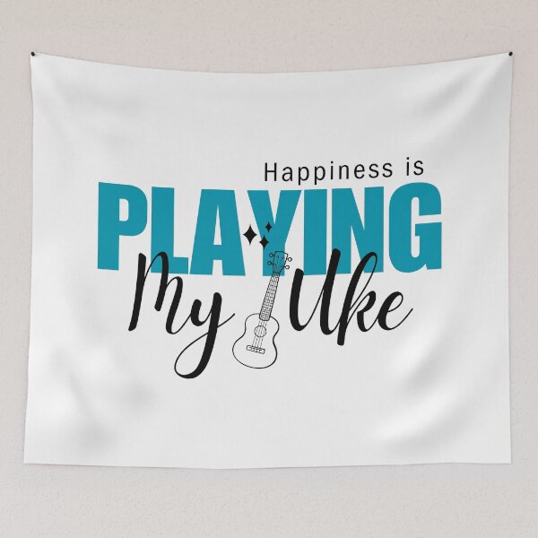 Item preview, Happiness is Playing My Uke (Blue Light Background) designed and sold by Propeller Cap, LLC.