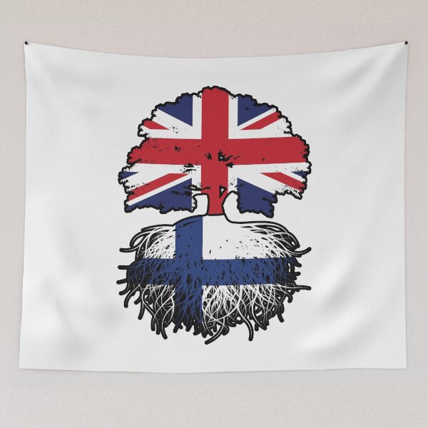 Item preview, Finland Finnish British UK United Kingdom Britain Tree Roots Flag designed and sold by FlagX.