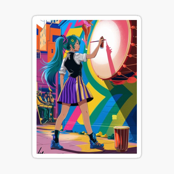 Sexy Girl With Drum Sticker
