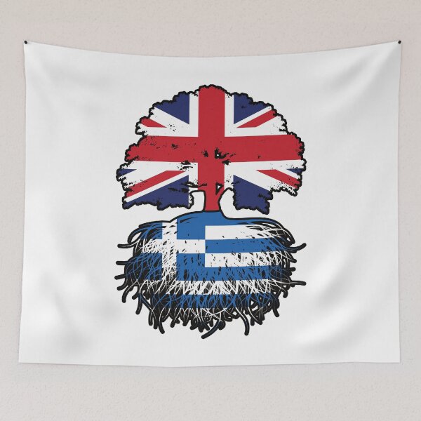 Item preview, Greece Greek British UK United Kingdom Britain Tree Roots Flag designed and sold by FlagX.