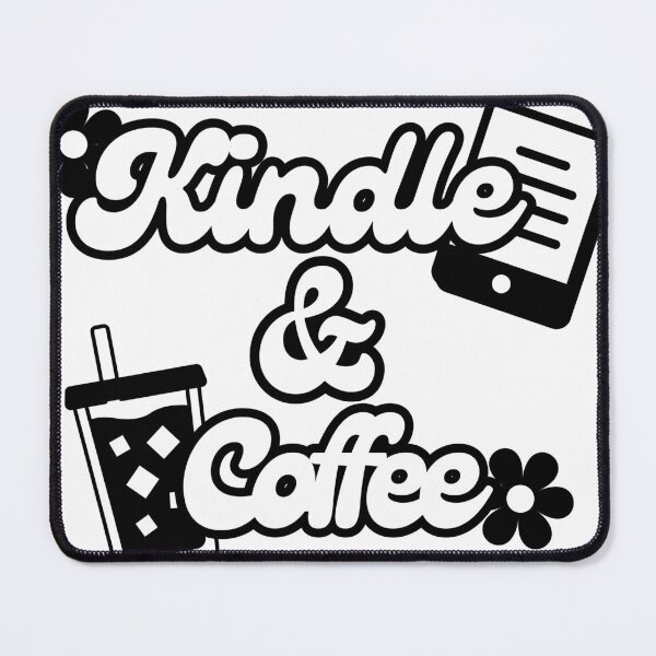Item preview, Black and White Kindle and Coffee designed and sold by fairyfoundryllc.