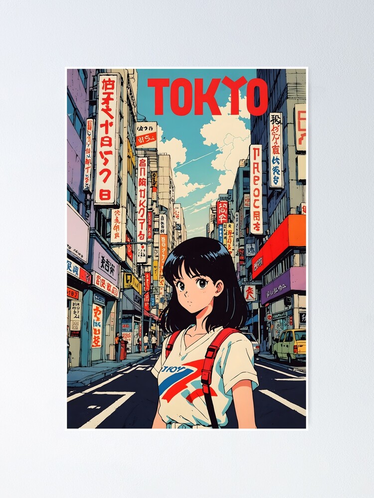 80s Retro Anime Girl Tokyo Japan Vintage Travel