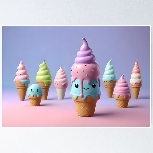 Artikelvorschau, GESCHMOLZENE EISTÜTE UND FREUNDE SÜßE KAWAII LEBENSMITTEL DESSERTS entworfen und verkauft von Arts4U.