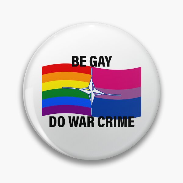 Aperçu de l'œuvre Drapeau LGBTQ+/Bisexuel de l'OTAN, mème BeGayDoWarCrime créée et vendue par Plupsnup.