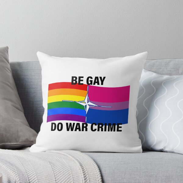 Item preview, LGBTQ+/Bisexual NATO flag BeGayDoWarCrime meme designed and sold by Plupsnup.