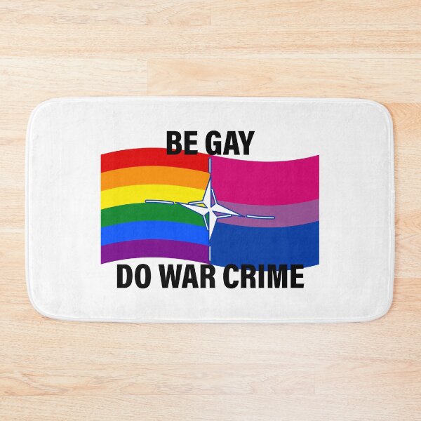 Item preview, LGBTQ+/Bisexual NATO flag BeGayDoWarCrime meme designed and sold by Plupsnup.