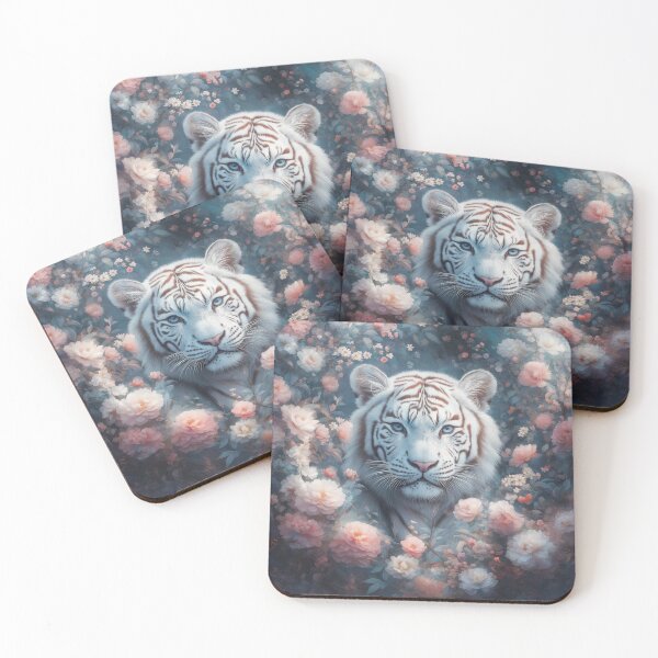 Item preview, A White Tiger Amidst Florals designed and sold by AshiraCreations.