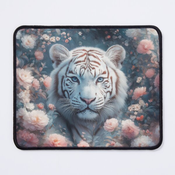 Item preview, A White Tiger Amidst Florals designed and sold by AshiraCreations.