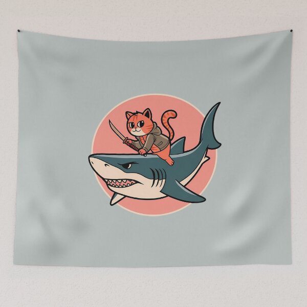 Item preview, Katana Cat On A Shark designed and sold by CraftMiller.
