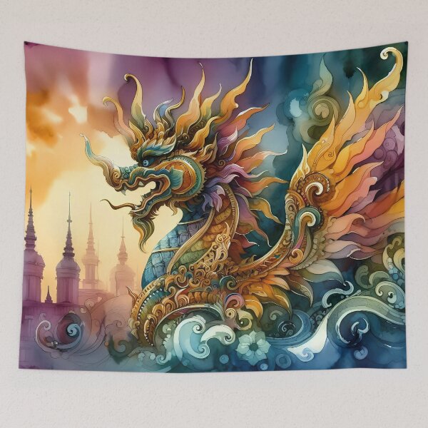 Item preview, Majestic Dragon Overlooking Ancient Temples designed and sold by Vitalka-uk.