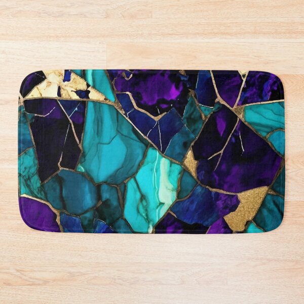 Item preview, PATTERN 058- DARK PURPLE AND TURQUOIISE STONE - Gift items and personal use / Gemstone, Purple, Turquoise, Blue, Cyan, White, Marble, Velvet, Abstract, Broken Glass,  Art designed and sold by LumDesignArt.