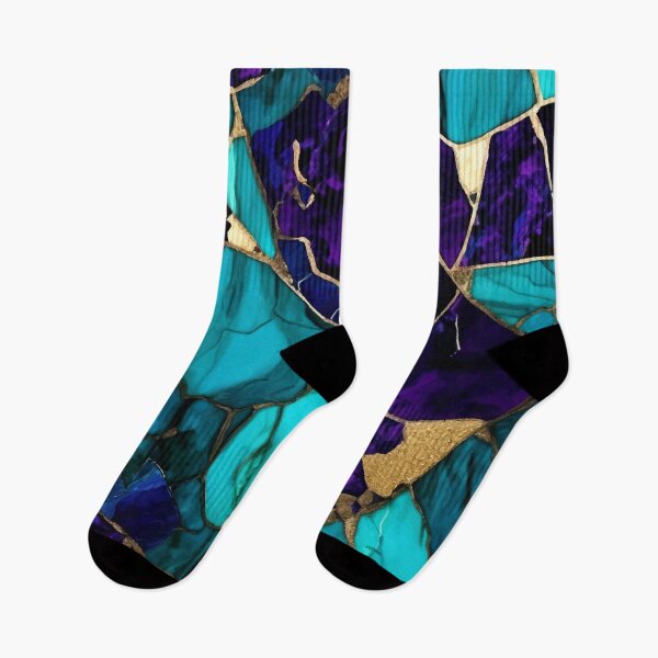 Item preview, PATTERN 058- DARK PURPLE AND TURQUOIISE STONE - Gift items and personal use / Gemstone, Purple, Turquoise, Blue, Cyan, White, Marble, Velvet, Abstract, Broken Glass,  Art designed and sold by LumDesignArt.