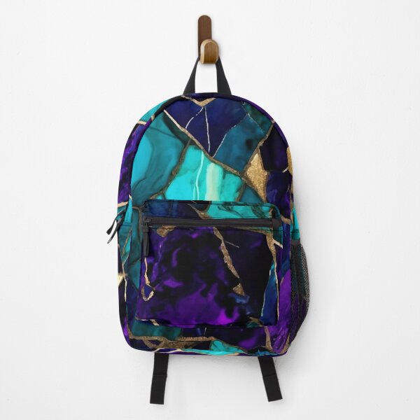 Item preview, PATTERN 058- DARK PURPLE AND TURQUOIISE STONE - Gift items and personal use / Gemstone, Purple, Turquoise, Blue, Cyan, White, Marble, Velvet, Abstract, Broken Glass,  Art designed and sold by LumDesignArt.