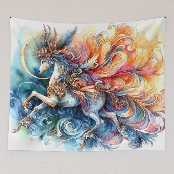 Item preview, Celestial Unicorn with Radiant Plumes of Color designed and sold by Vitalka-uk.