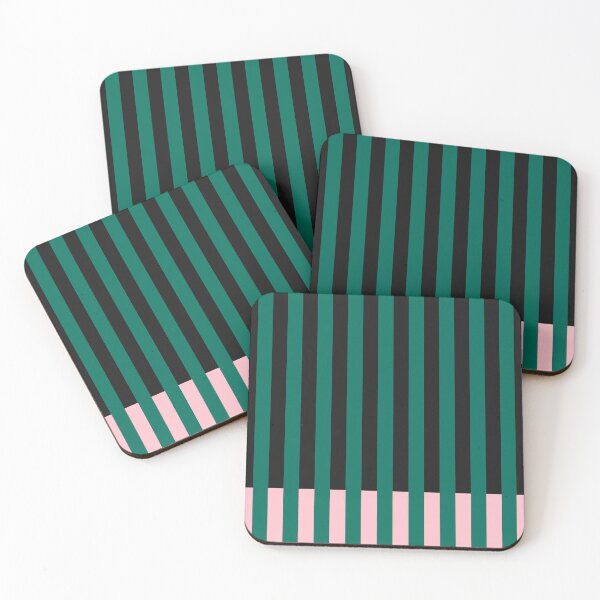 Item preview, Minimal Geometric Rectangles Lines 02 | Abstract Pattern Mid Century Stripes Black Green Pink Coastal designed and sold by MarleneCanto.