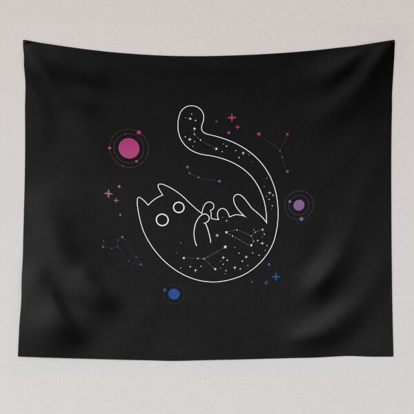 Item preview, Bisexual Cat Space Galaxy LGBT Pride Flag designed and sold by Clara Hollins.