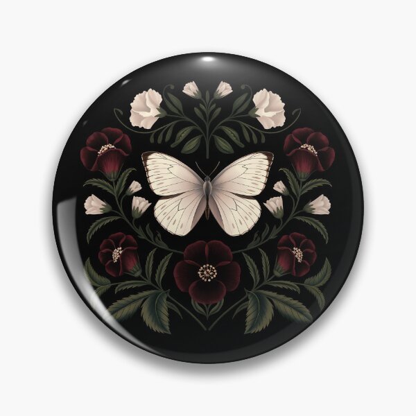 Item preview, White butterfly old botanical dark gothic academia wild flowers floral girly feminine girlie moth designed and sold by Fantasy Cache.