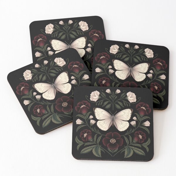 Item preview, White butterfly old botanical dark gothic academia wild flowers floral girly feminine girlie moth designed and sold by Fantasy Cache.