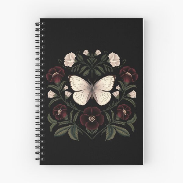Item preview, White butterfly old botanical dark gothic academia wild flowers floral girly feminine girlie moth designed and sold by Fantasy Cache.