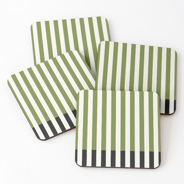 Item preview, Minimal Geometric Rectangles Lines 02 | Abstract Pattern Mid Century Stripes Black Olive Green Cream Coastal designed and sold by MarleneCanto.