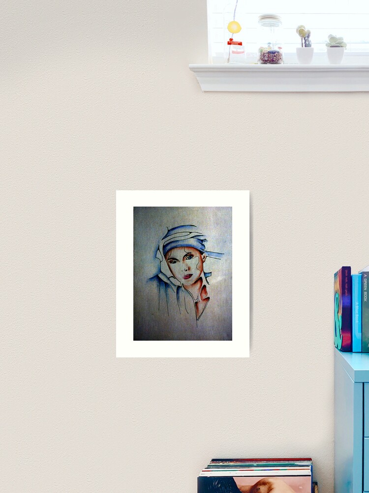 Thumbnail 1 of 3, Art Print, Blue Turban - Drawing by Avril Thomas designed and sold by AvrilThomasart.