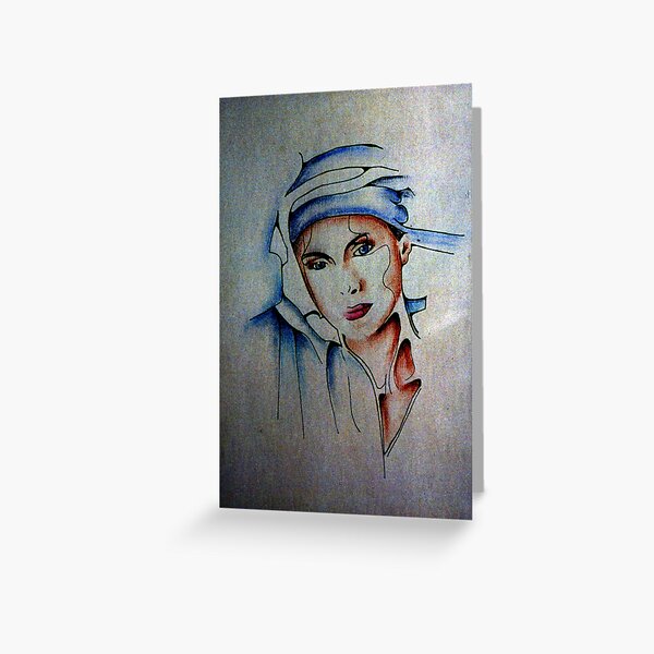 Blue Turban - Drawing by Avril Thomas Greeting Card