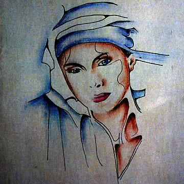 Artwork thumbnail, Blue Turban - Drawing by Avril Thomas by AvrilThomasart