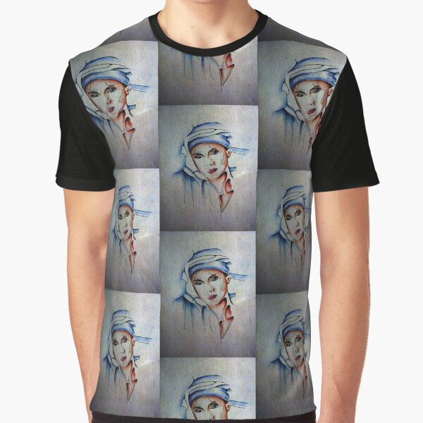 Blue Turban - Drawing by Avril Thomas Graphic T-Shirt