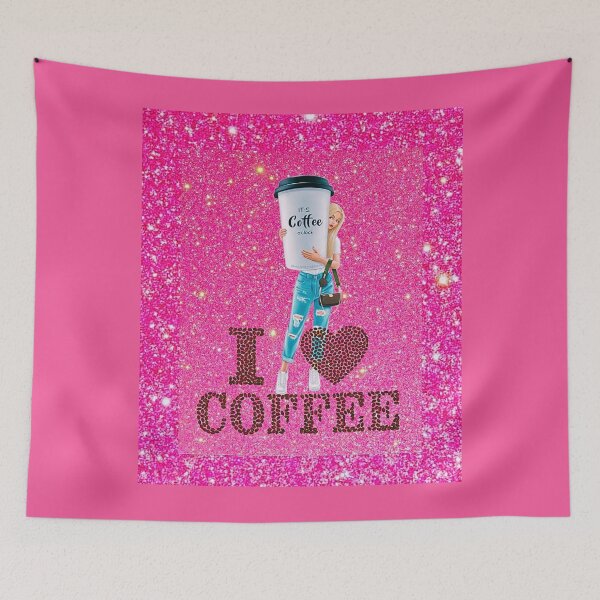 Item preview, I Love Coffee - Glamorous Pink Sparkle Design designed and sold by MelissaMelovich.