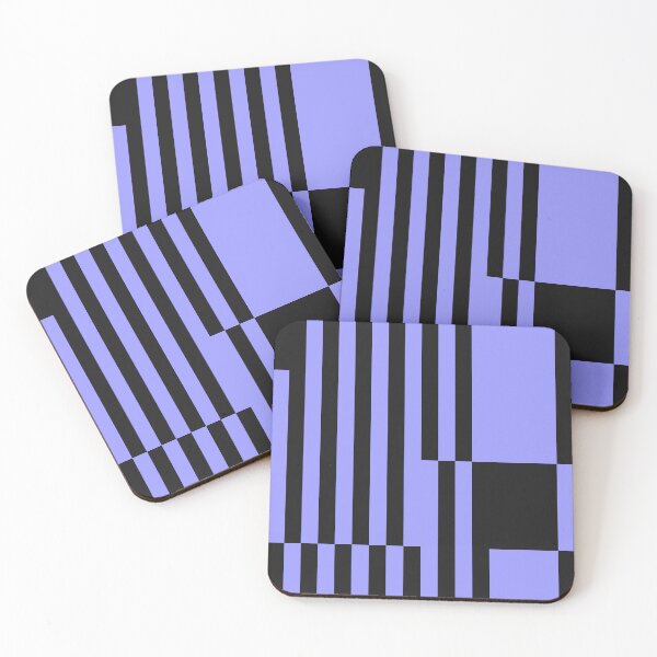 Item preview, Minimal Geometric Rectangles Lines 04 | Abstract Pattern Mid Century Stripes Tropical Indigo Purple Black designed and sold by MarleneCanto.