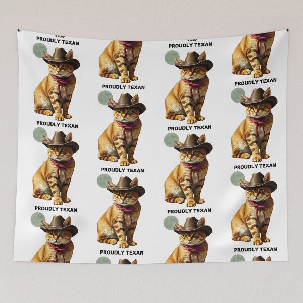 Item preview, cowboycat with cowboy hat and Proudly Texan designed and sold by GinnyGi.