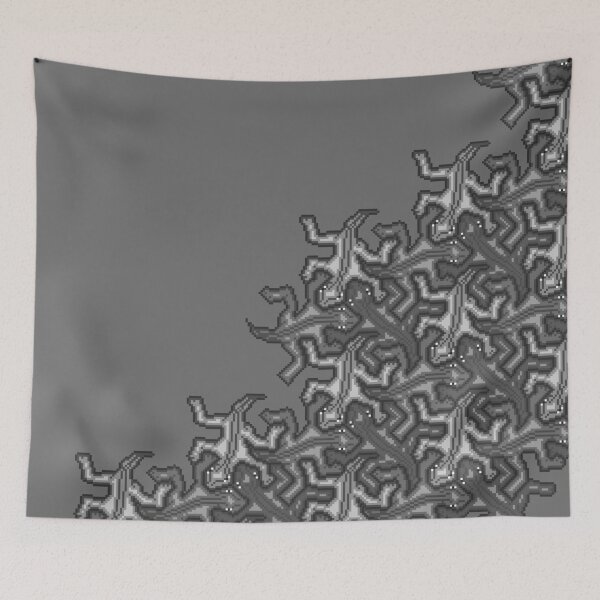 Item preview, pixel art Escher lizard pattern BW designed and sold by Doug0276.