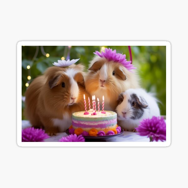 Item preview, Guinea Pig Birthday Card: Spring in Bloom designed and sold by Suzie Palmer.