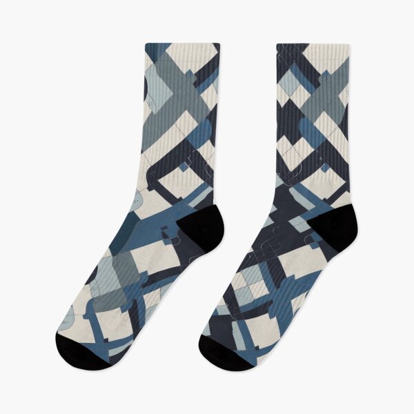 Item preview, Dark Sapphire Serenity Blue White Abstract Argyle Pattern designed and sold by burbankdesigns.