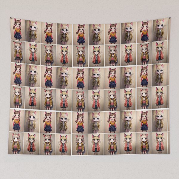 Item preview, Whimsical Cat Girls (AI) designed and sold by DFLC Prints.