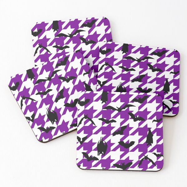 Item preview, purple houndstooth halloween black bats designed and sold by Gossip Rag.