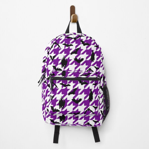 Item preview, purple houndstooth halloween black bats designed and sold by Gossip Rag.